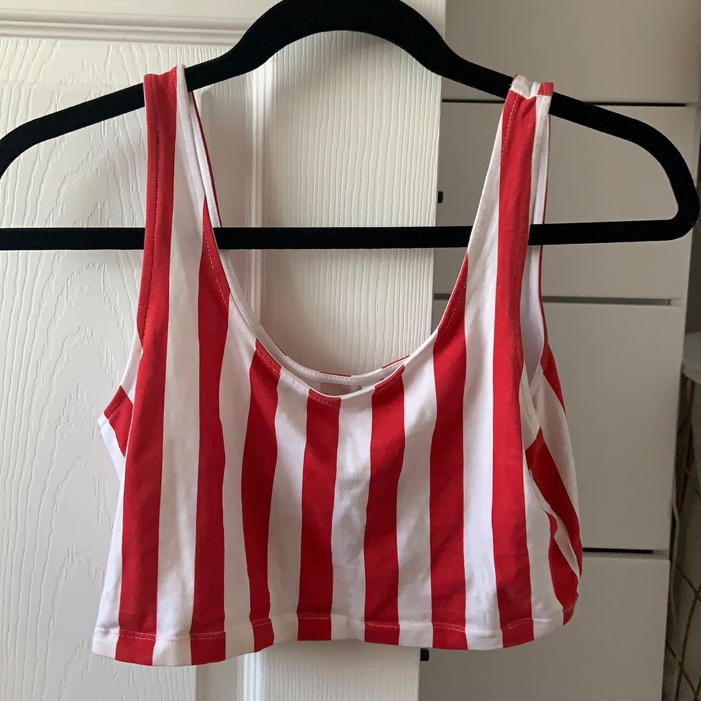 Red and white striped crop
